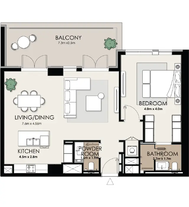 1 Bedroom Floor Plan