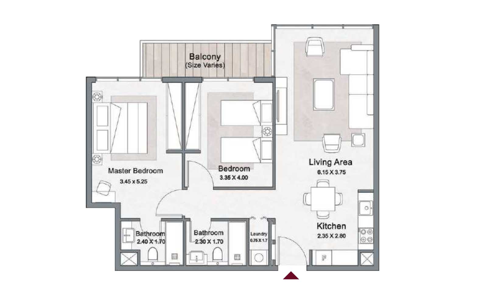 2 Bedroom Floor Plan