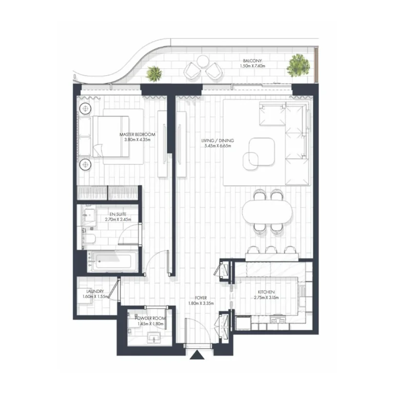 1 Bedroom Floor Plan