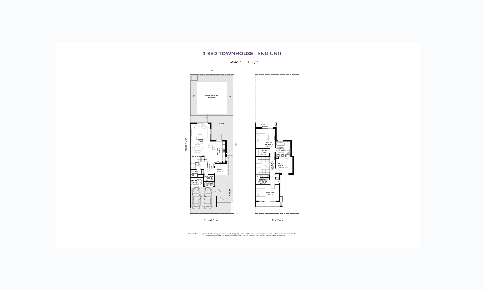 2 BR Townhouse Floor Plan
