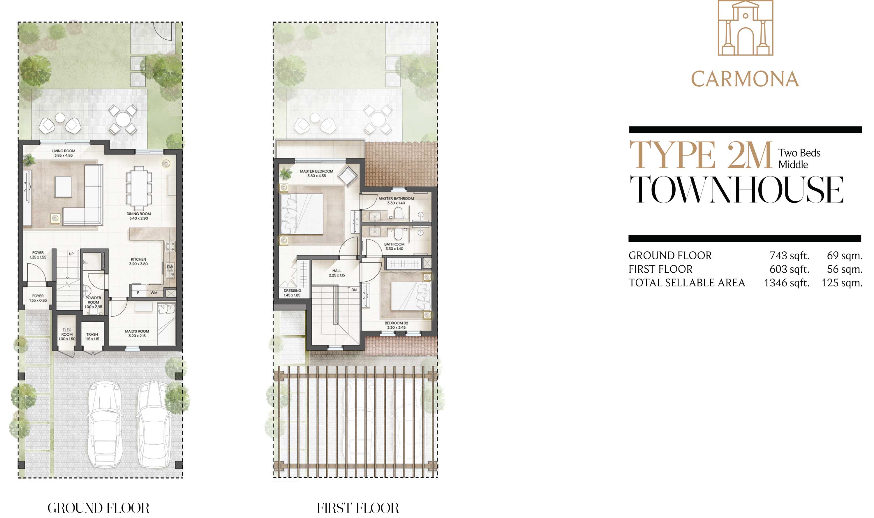 2BR Townhouse Floor Plan