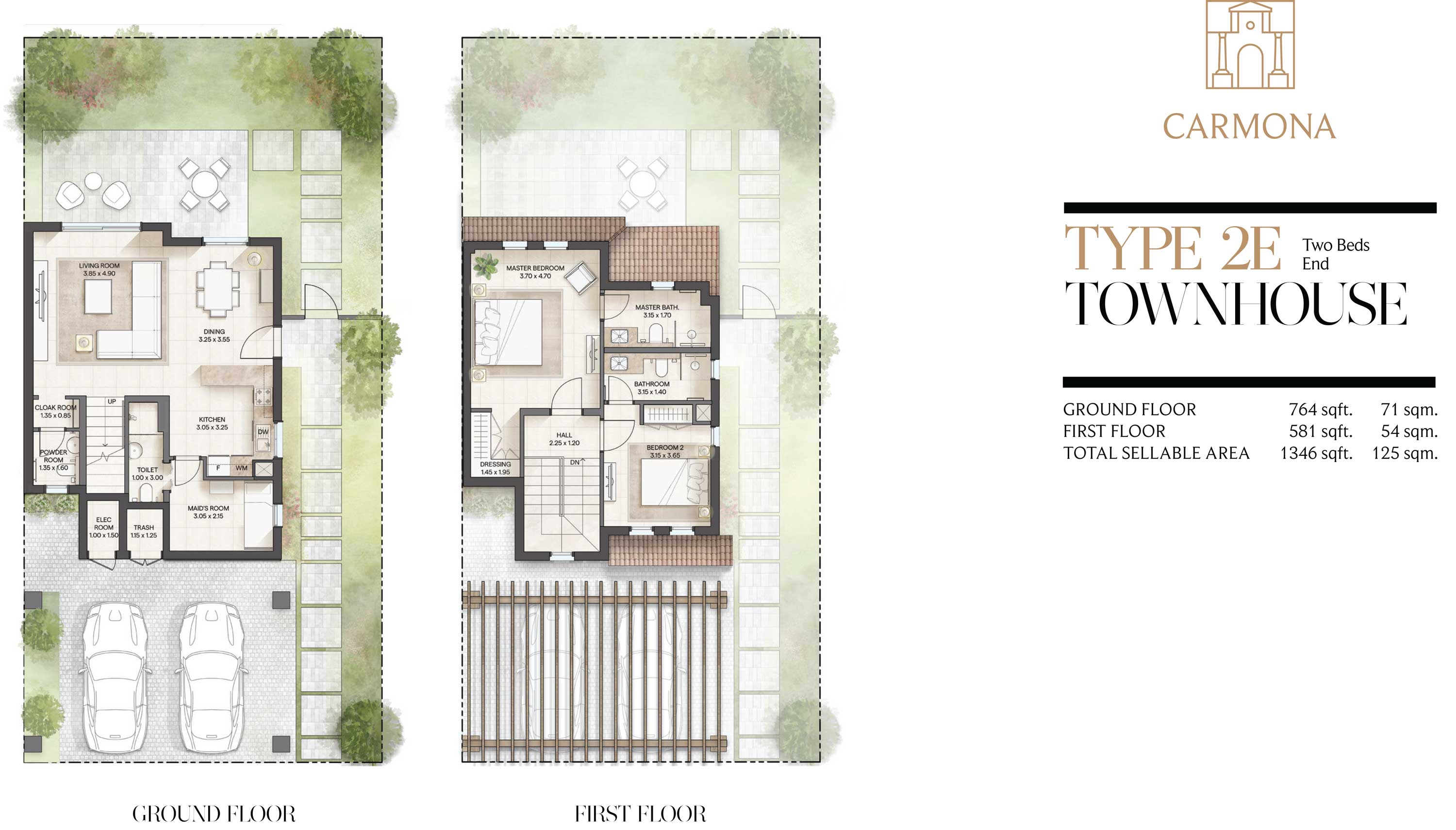 2BR Townhouse Floor Plan