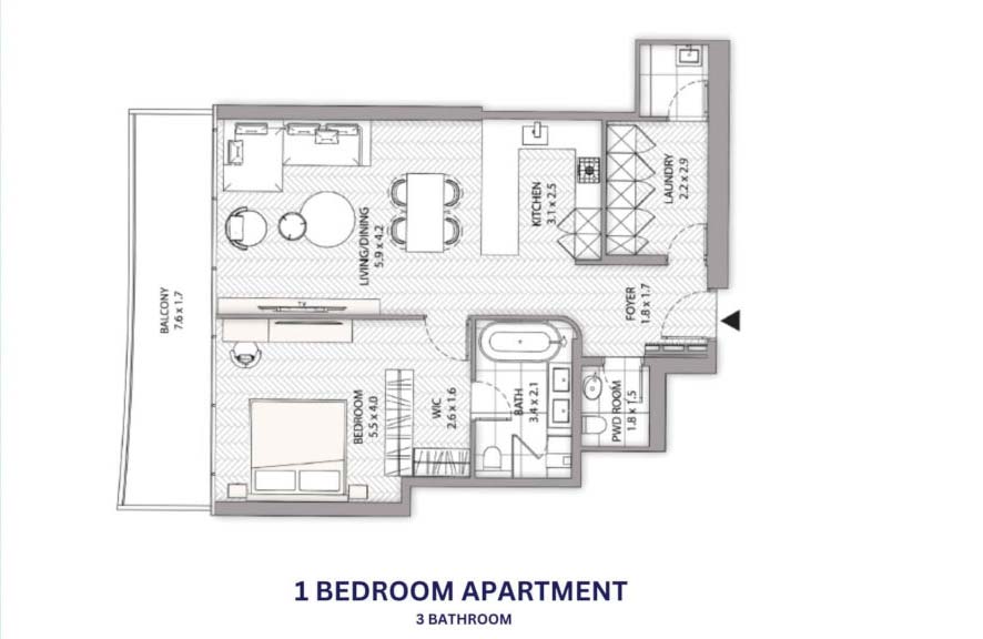 1 Bedroom Floor Plan