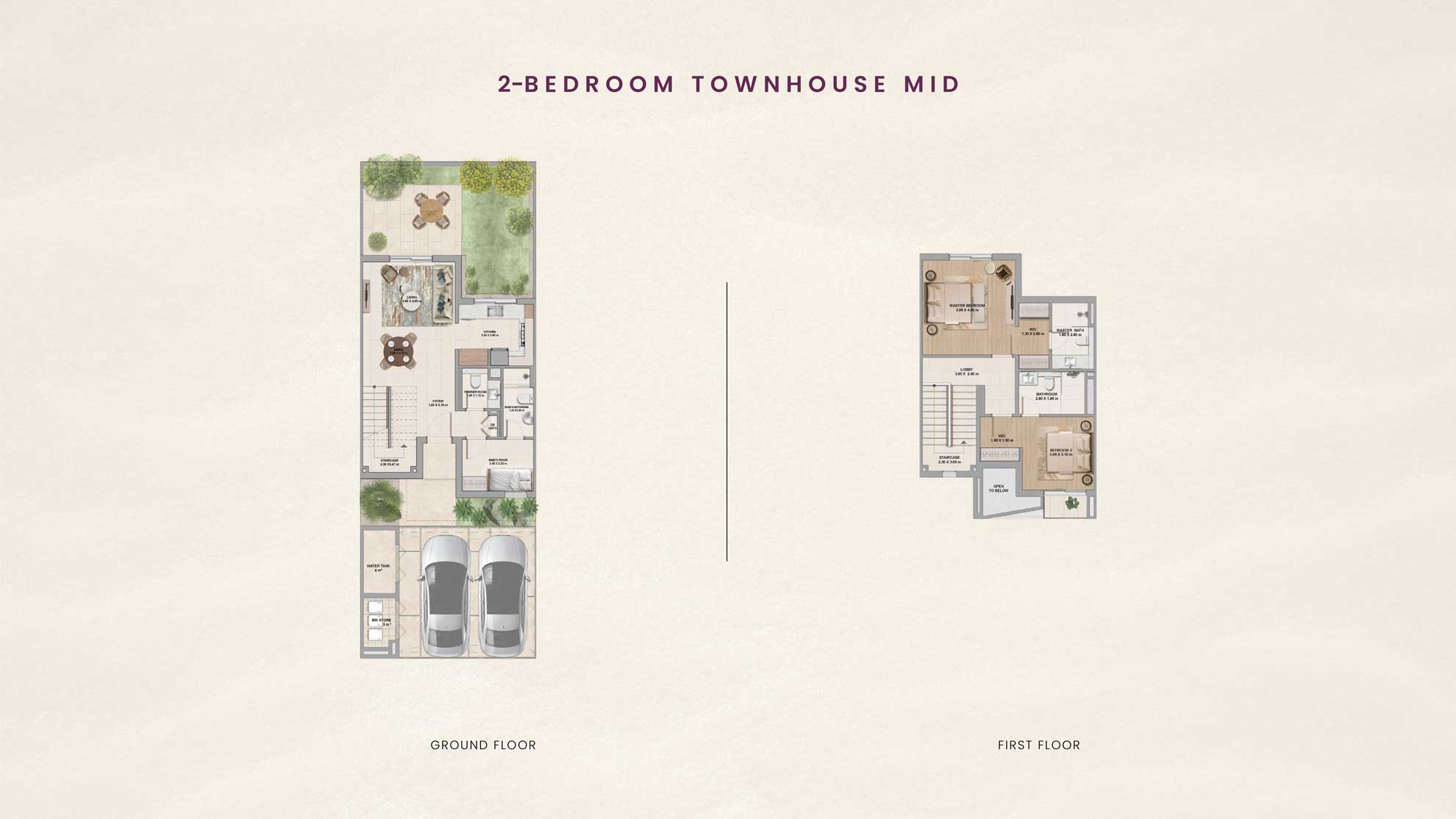 2BR Townhouse Floor Plan