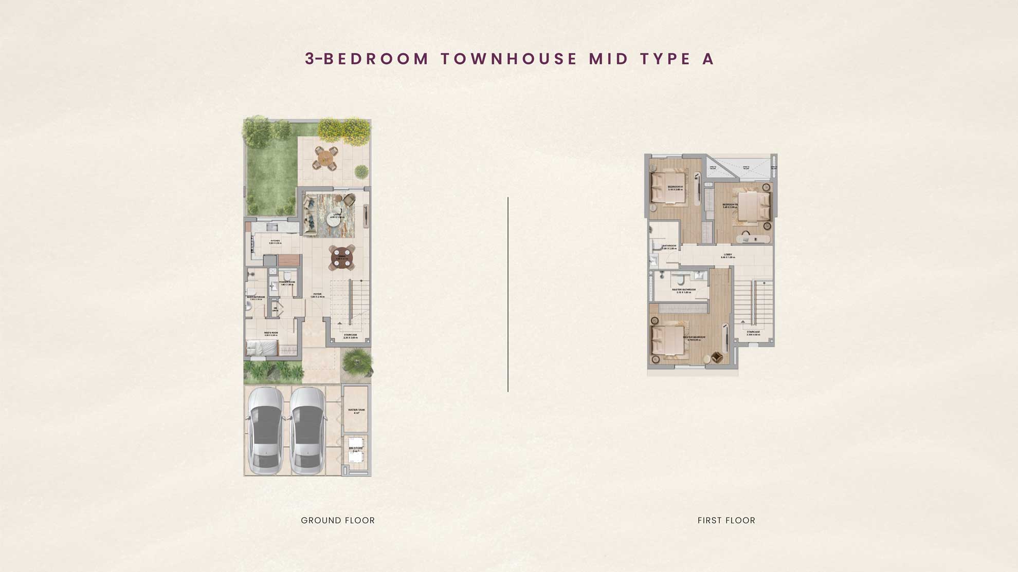 2BR Townhouse Floor Plan