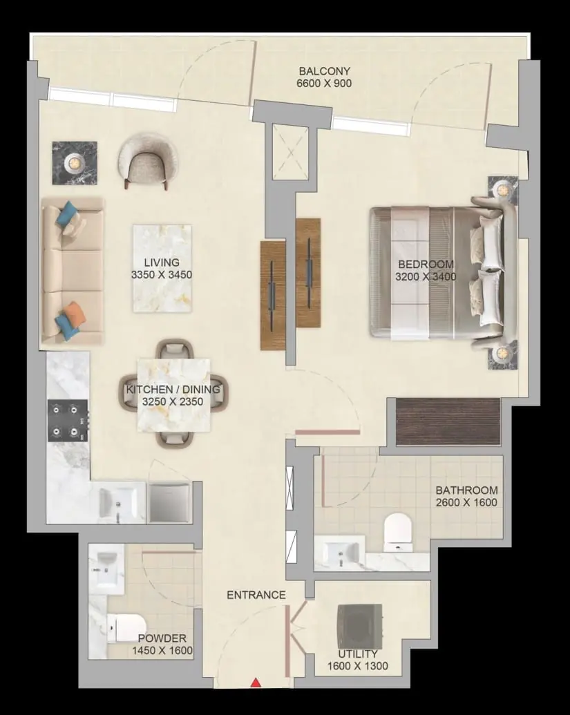 1BR Apartment Floor Plan